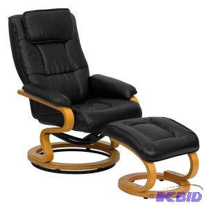 lot Y35 image: Flash Furniture Leather Swivel Recliner with Ottoman