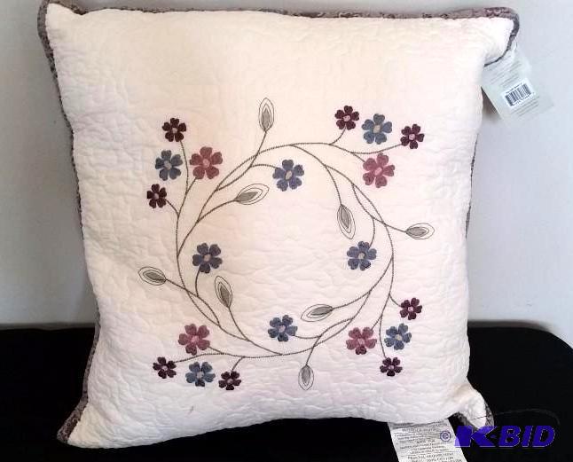 Nostalgia Quilted Decorative Purples, Blues and Greens.Pillow.  Matches #12 18 x 18