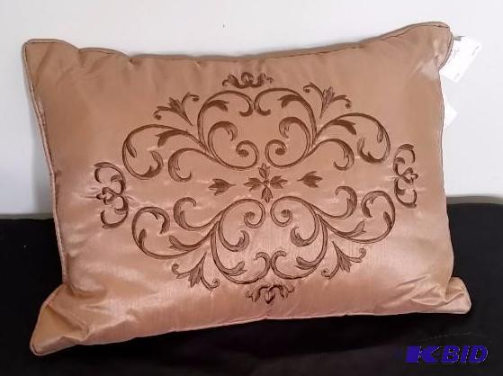 Coffee Colored with Dark Brown Embroidered. Decorative Pillow.  No Tags.  16 x 12
