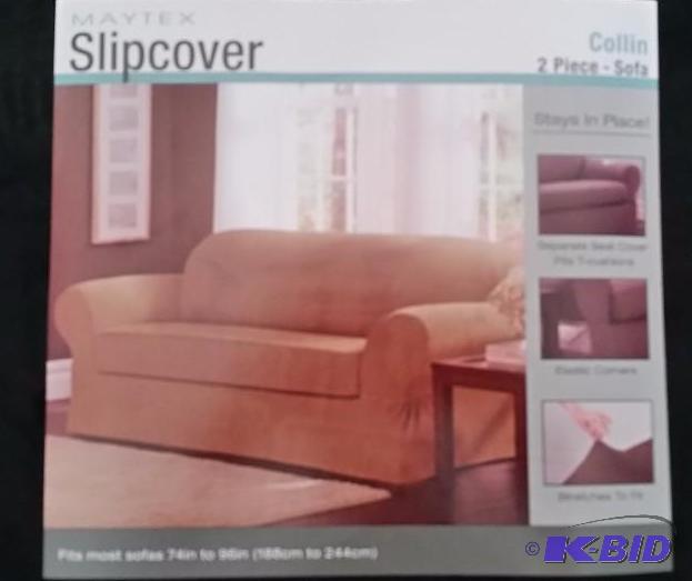 Maytex 2 Piece Stretch Sofa Slipcover. Caramel  Fits most Sofas 74 to 96 Still in Package.