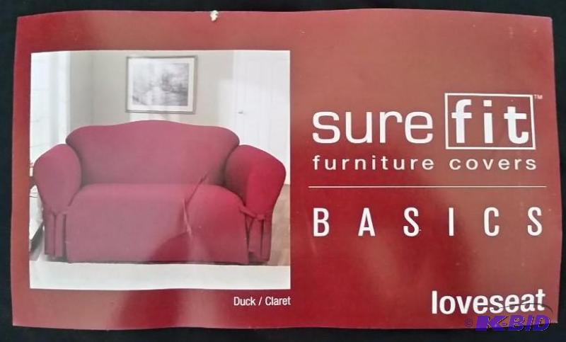 Sure Fit Deep Red. Love seat Furniture Cover.Fits most Love seats 58 to 73 Opened Still in Package.
