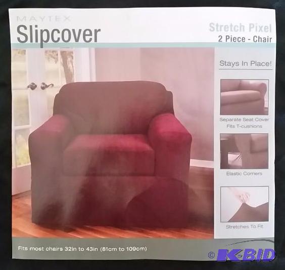 Maytex Deep Plum 2 Piece Overstuffed Chair Slipcover. Stretches to fit. Still in Package.