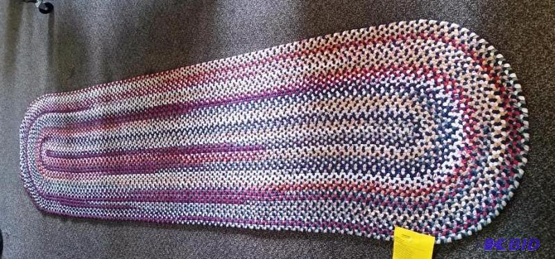 Large Braided Rug Runner.  Blues,  Reds, Multi-color.  2 x 9 Feet  Still has tags.
