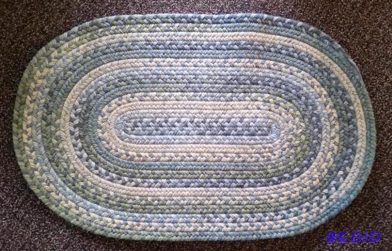 Large Braided Rug.  Different Shades of Blues and Greens.  34 x 22  No Tags.  Not used.