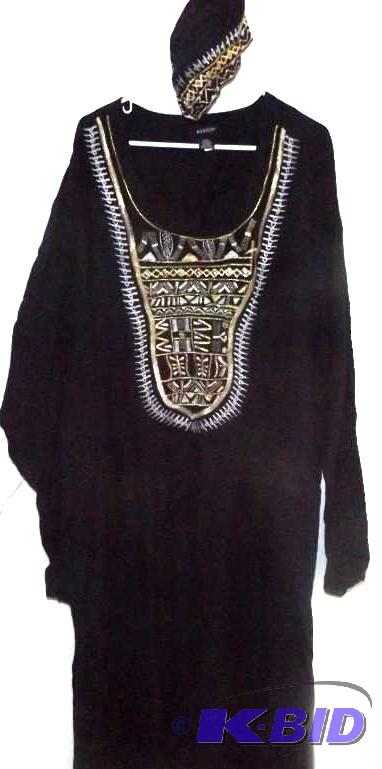 Ashro mens black caftan and pants with hat