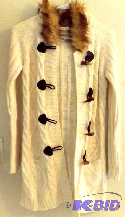 Seventh Ave sweater with faux fur trim hoodie