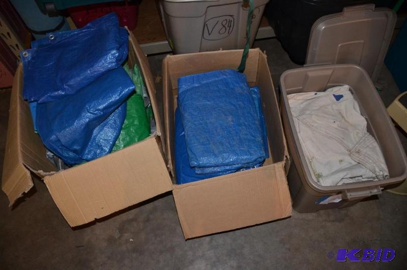 lot 110 image: lot of tarps blue plastic & cloth painter...