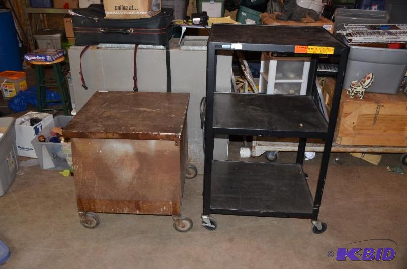 lot 132 image: Stainless steel cart on wheels 27x27x29"...