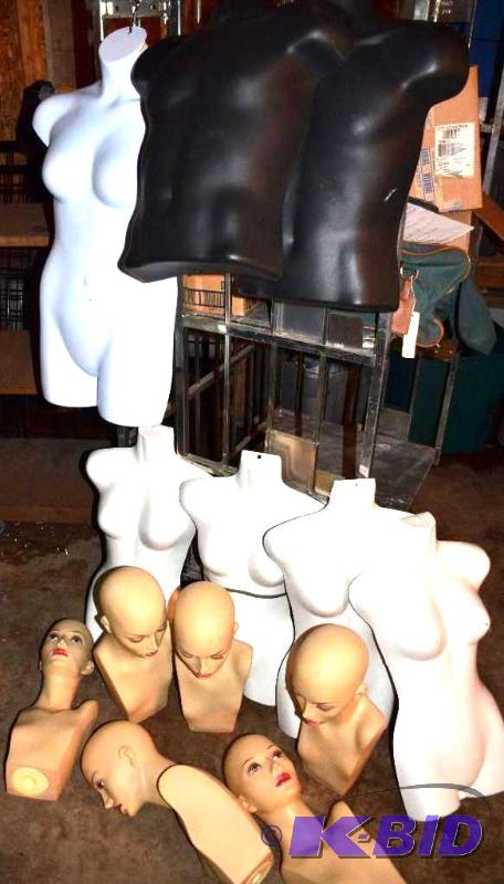 lot 136 image: 7 manikin bodies, 6 heads, body forms...