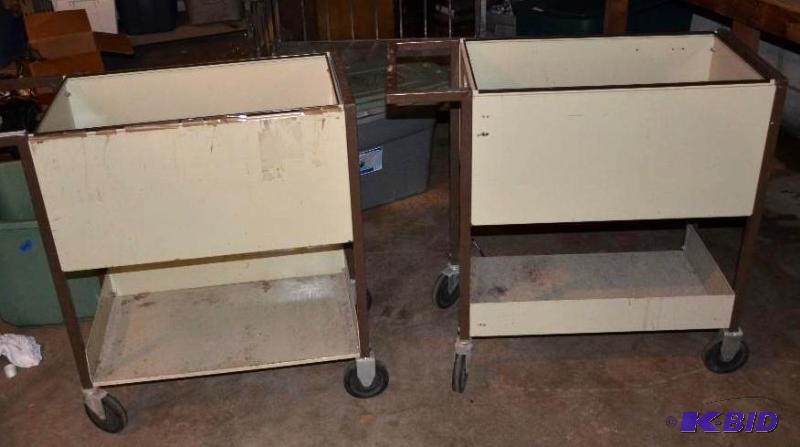lot 145 image: 2 rolling metal file carts, 16x30,35"...