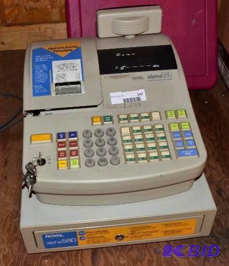 lot 147 image: Royal Alpha 580 Cash Register- Plugged it in ...