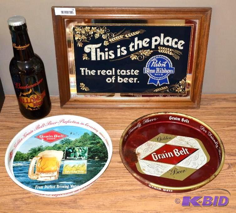 lot 16 image: Vintage Pabst Blue Ribbon Beer - Mirror Adver...