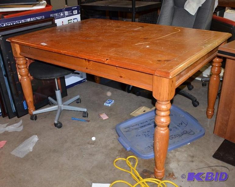 lot 160 image: Wooden Table measures 60 x 31 x 43 inches Con...