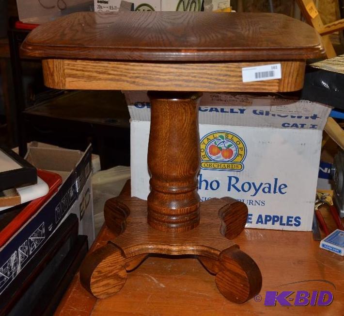 lot 161 image: Wood Pedestal Table measures 23 x 23 x 22.5 i...