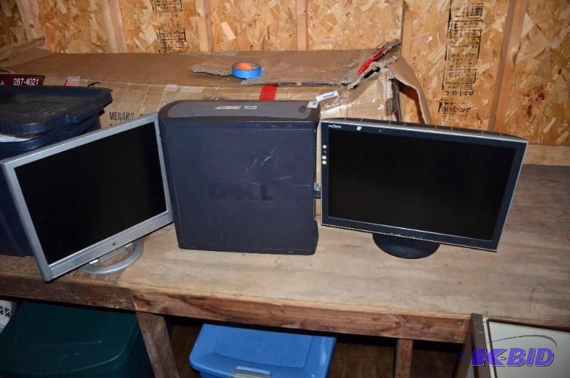 lot 188 image: DELL 52DCC21 PC and 2 monitors - HP model no ...