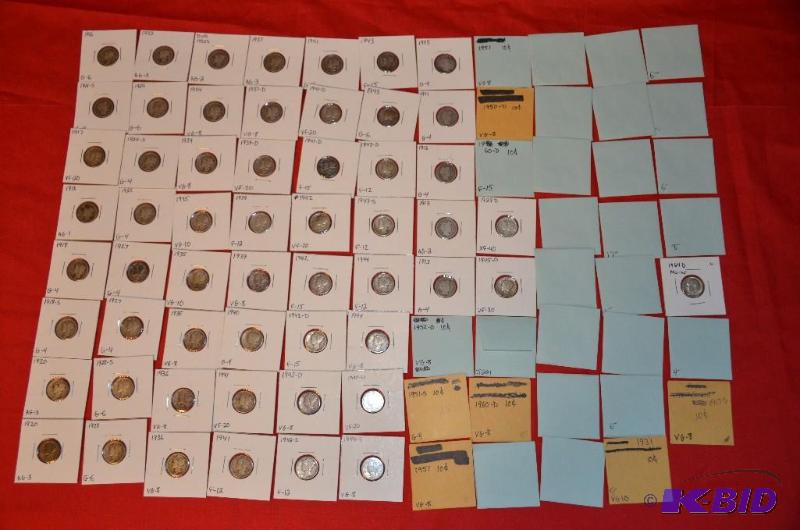 lot 32 image: Large lot of U.S.A. dimes 1908-1960s...