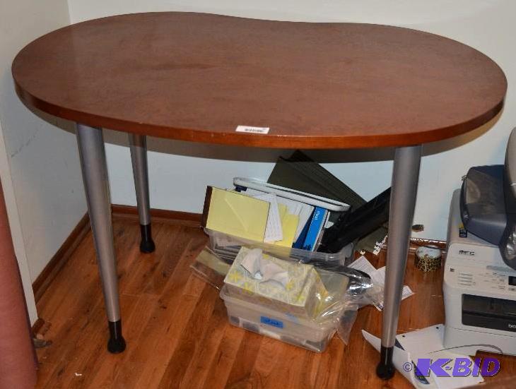 lot 39 image: Wood Desk with Metal legs approx. 47" wi...