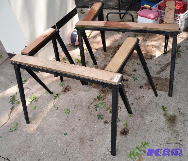 lot 84 image: Saw horses - 38x26x23, four saw horses, saw h...