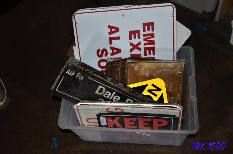 lot 94 image: Large lot of metal sign, including some road ...