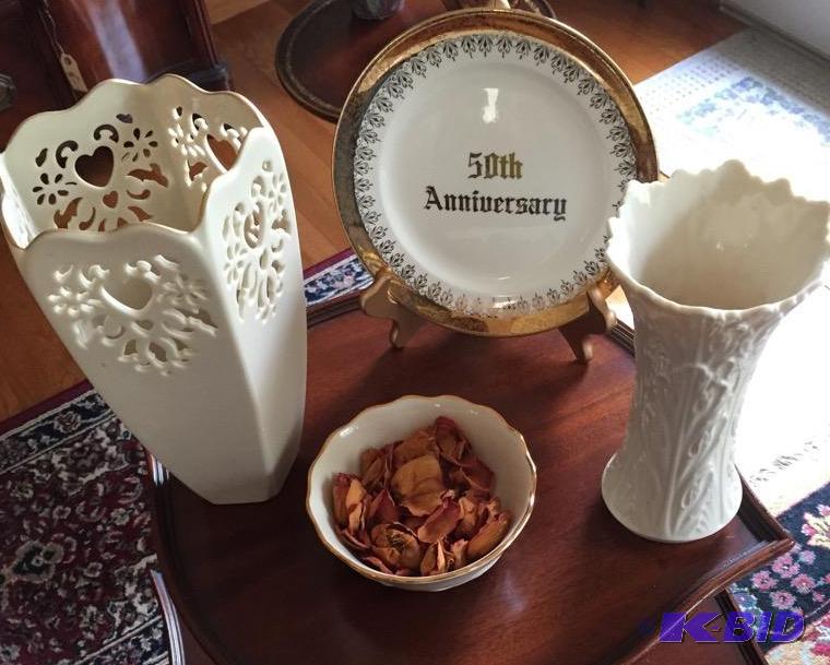 lot 102 image: Classy Lenox Pieces and an Anniversary Plate