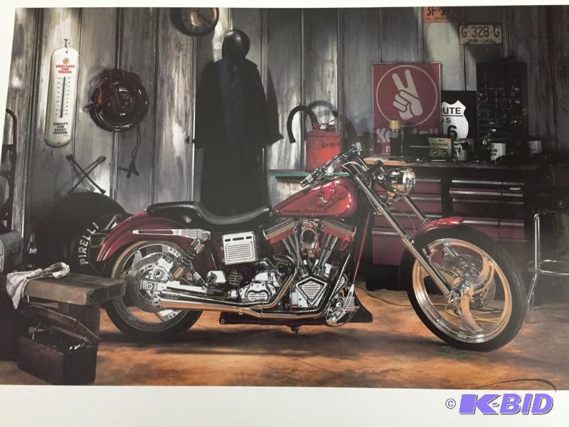 lot 145 image: Harley Davidson in Garage Prints