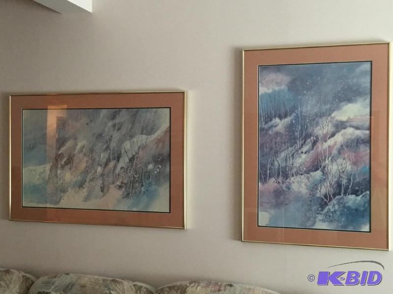 lot 157 image: Framed and Matted Coordinating Wall Pictures