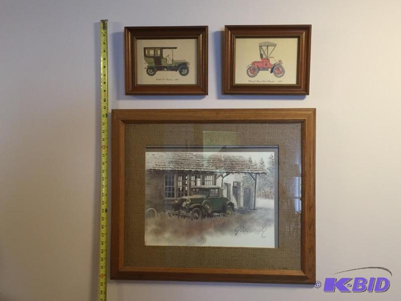 lot 158 image: Three Antique Car Pictures