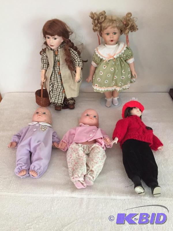 lot 167 image: Lot of Five Collectible Dolls