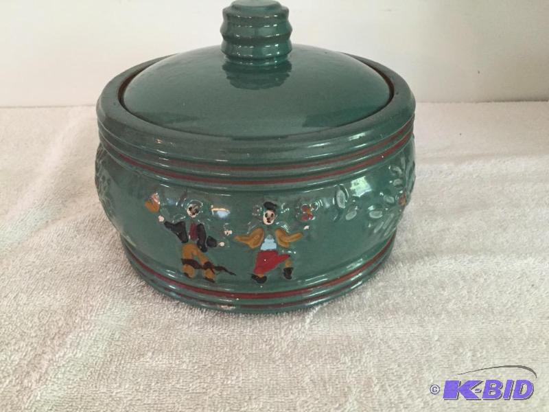 lot 170 image: Heavy Stoneware Piece with Lid and Decorated
