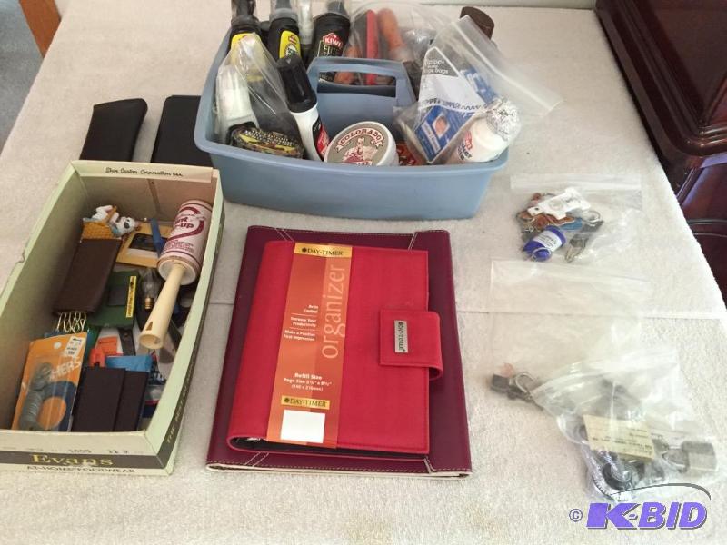 lot 174 image: Shoe Care Caddy and Junk Drawer Items