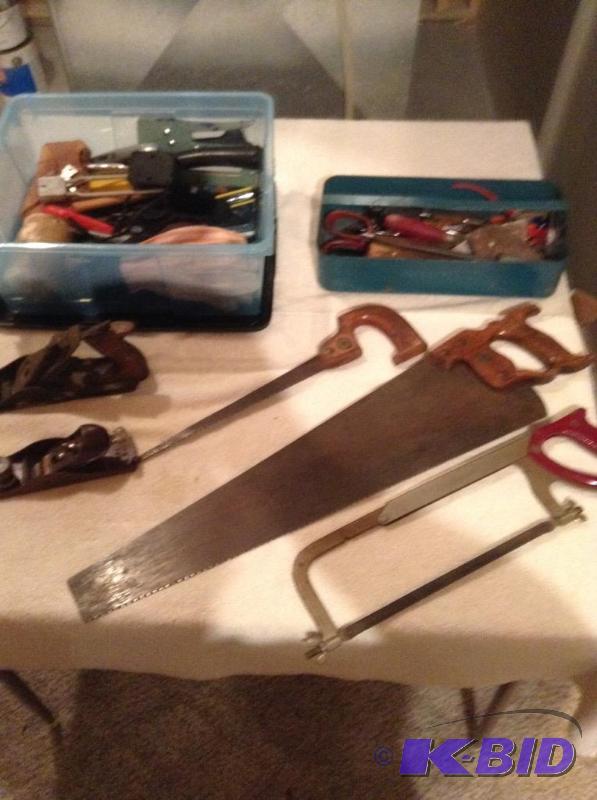 lot 247 image: Hand Tools and Hardware,Vintage Handsaw, and Wood Planes