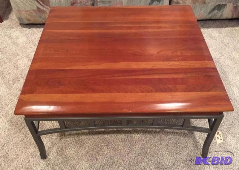 lot 46 image: Nice High End Square Wood with Metal Base Coffee Table