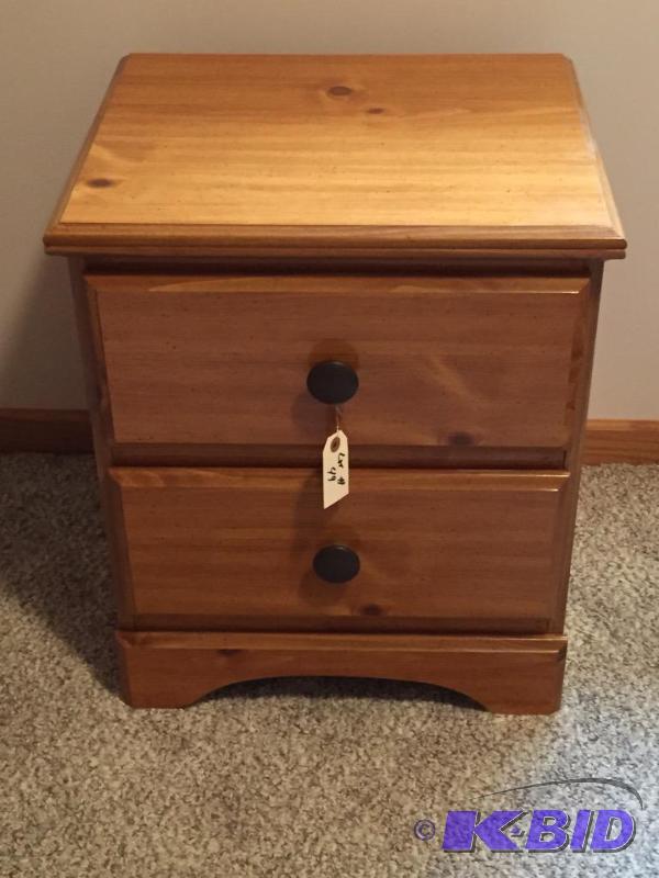 lot 49 image: Two Drawer Stand Natural Wood Finish