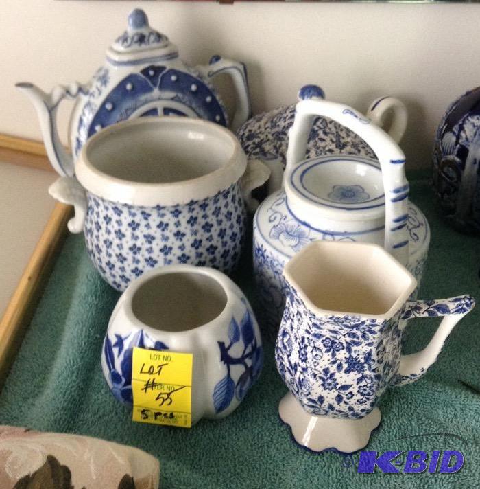 lot 55 image: Blue and White Teapots and More