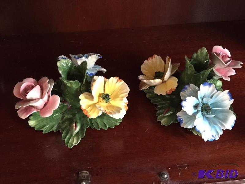 lot 91 image: Capodimonte Flower Candleholders
