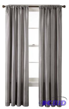 Royal Velvet Encore Rod-PocketBack Tab Curtain Pane Pair l.  50 x 95 Lustrous Steel