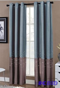Horizon Two Tone Embroidered Grommet Top Curtain Panel Pair Slate