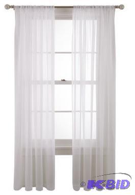 MarthaWindow Voile Rod-Pocket Sheer 2 Panels.  Cool White.  60 x 84 Each Panel