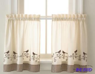 Birds Rod-Pocket Pair Window Tiers.  58 x 36
