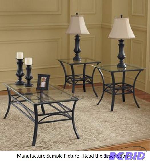 Metal Table, Lamp, Picture Frame and Candle H...
