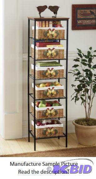 Rooster Basket Tower - Has 6 baskets - Woven ...