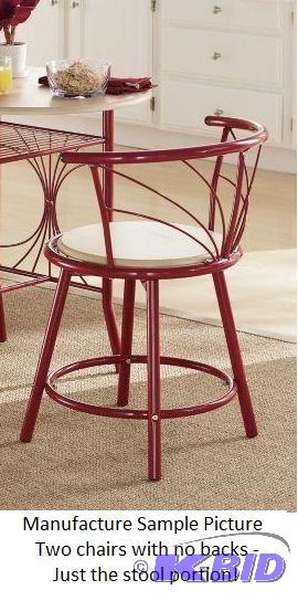 Two Red Bistro Chairs - Each chair swivels fr...