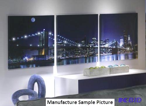 3 Piece Lit City Scape Art - The bridge is li...