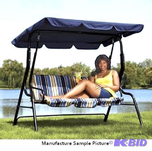 lot 29 image: Three Seater Outdoor Swing - Blue - Sure to b...