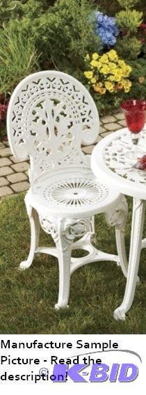 lot 43 image: White Crown Two Piece Outdoor Bistro Chair Se...