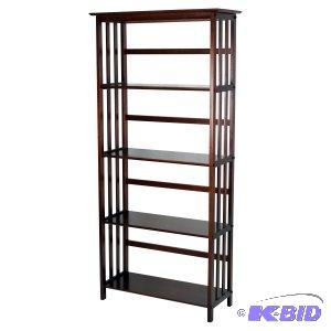 Mission Style 5-Tier Wood Bookcase