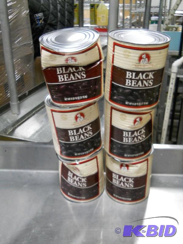 lot 55 image: 6 NEW #10 Cans of Black Beans. Over 40 lbs.