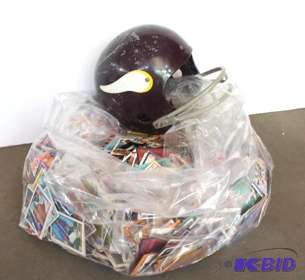 Sports Trading Cards and Viking Helmet