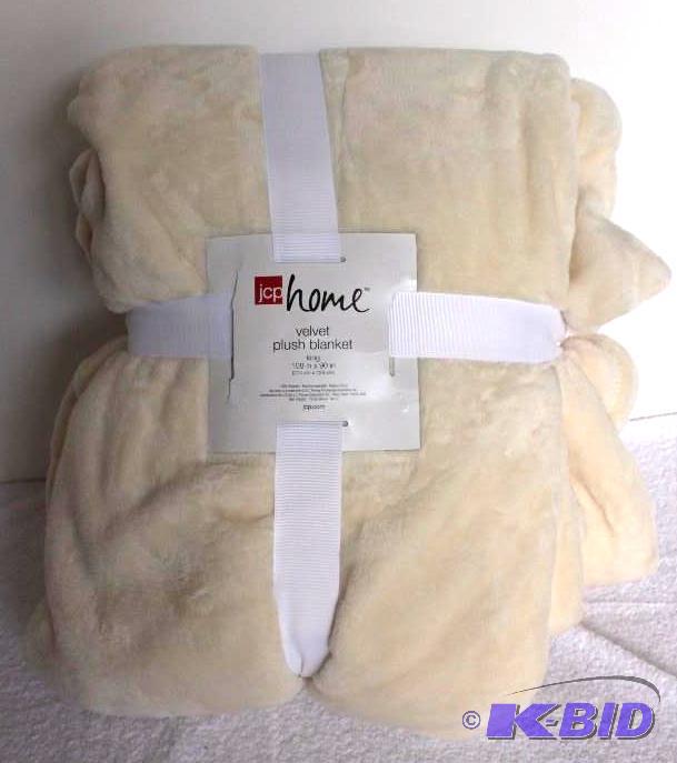 JCPenny Home King Velvet Plush Blanket Ivory