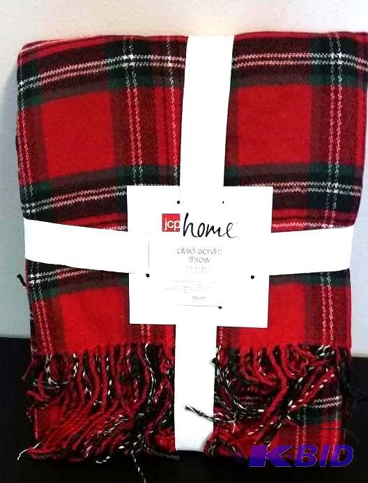 JCP Home Red Plaid Acrylic Picnic Blanket50 x 60 With Tags